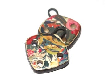 Ceramic Flower Charms Beads Pair Porcelain 22mm CC3-1