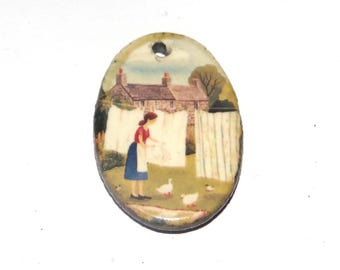 Ceramic Hanging the Washing Pendant Handmade Focal Porcelain 30mm CC4-2