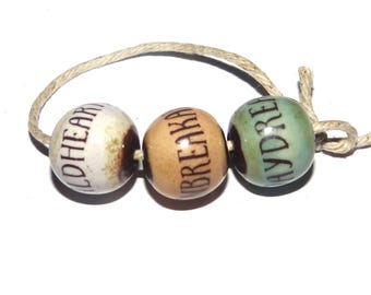 Porcelain Quote Bead Set Porcelain Handmade 12mm CC8-4