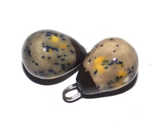 Ceramic Drop Charms Earring Bead Pair 22mm PP1-1