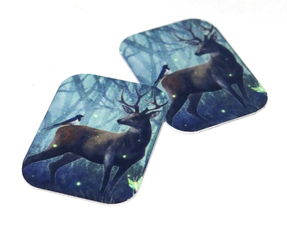 Faux Tin Stag Charms Handmade 25mm 1" MM8-2