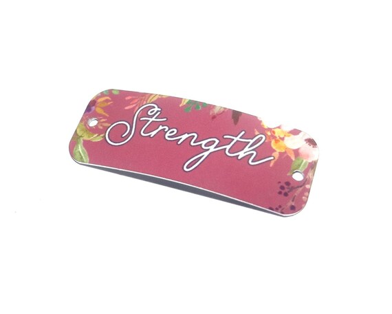 Faux Tin Quote Bracelet Bar Cuff Handmade Flowers Floral 40mm 1.6" MBB3-2