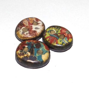Keramik Blumengemusterte Knöpfe Porzellan Handmade Einzigartig Rustikal 13-15 mm CC8-2