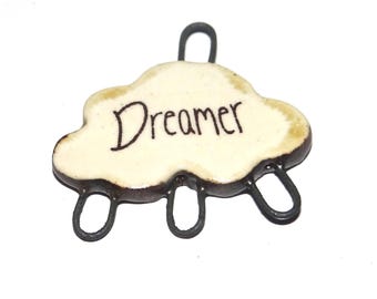 Ceramic Cloud Dreamer Pendant Handmade Focal Porcelain 28mm BB10-1
