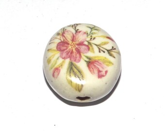 Ceramic Floral Focal Bead Handmade Pottery Beads 17mm PP6-4