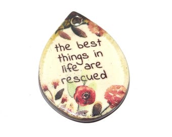 Ceramic Quote Pendant Handmade Focal Porcelain 35mm PP1-1