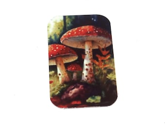Faux Tin Mushroom Pendant Handmade 33mm 1.25" MM9-3