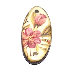 Ceramic Floral Pendant Handmade Focal Porcelain 35mm CC7-3