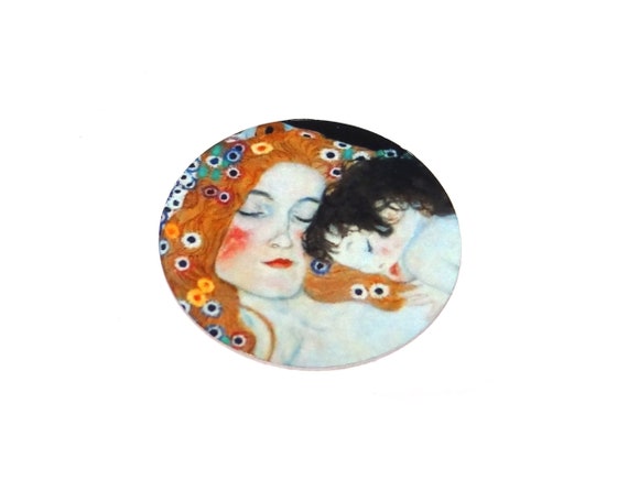 Faux Tin Klimt Pendant Charm Handmade 1" 25mm MP8-1