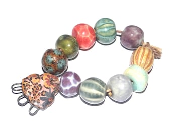 Ceramic Bead Set Handmade Porcelain 8-15mm