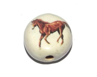 Ceramic Horse Focal Bead Handmade Pottery Beads 17mm PP6-1