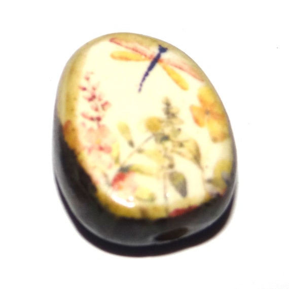 Ceramic Dragonfly Focal Bead Handmade Beads 25mm PP5-2