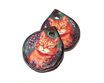Ceramic Cat Earring Charms Beads Pair Porcelain 18mm CC3-3