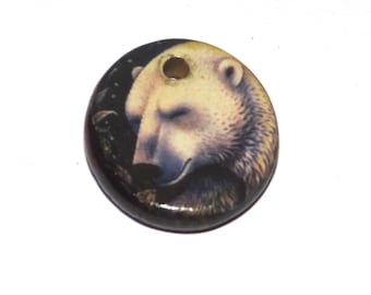 Ceramic Polar Bear Charm Pendant Porcelain Handmade 17mm PP10-1