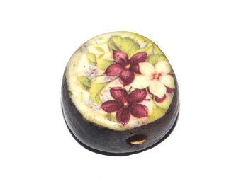 Ceramic Flower Focal Bead Handmade Pottery Beads 15-17mm PP7-1