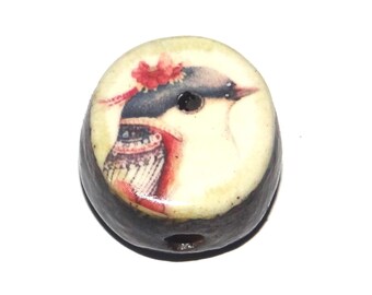 Ceramic Bird Focal Bead Handmade Pottery Beads 18mm PP7-3