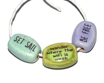 Porcelain Quote Bead Set Porcelain Handmade 15mm 0.6" PP6-1