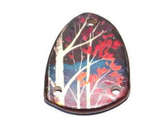 Ceramic Tree Pendant Handmade Focal Porcelain 30mm CC7-1
