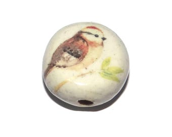 Ceramic Bird Focal Bead Handmade Pottery Beads 17mm PP6-1