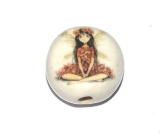 Ceramic Fairy Focal Bead Handmade Pottery Beads 18-20mm PP7-1
