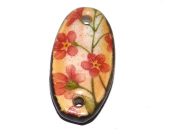 Ceramic Blossom Pendant Handmade Focal Porcelain 21mm PP9-3