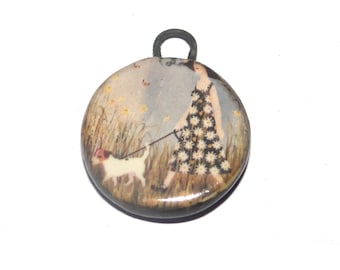 Ceramic Dog Walk Charm Pendant Porcelain Handmade 27mm CC9-4