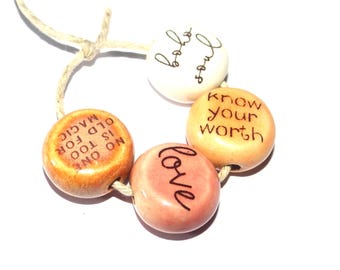 Porcelain Quote Bead Set Porcelain Handmade 15mm 0.6" CC8-3