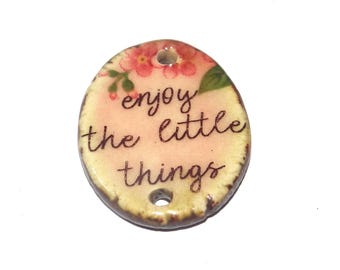 Ceramic Quote Pendant Handmade Focal Porcelain 27mm PP1-1