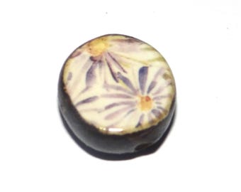 Ceramic Flower Focal Bead Handmade Pottery Beads 16-18mm BB1-3