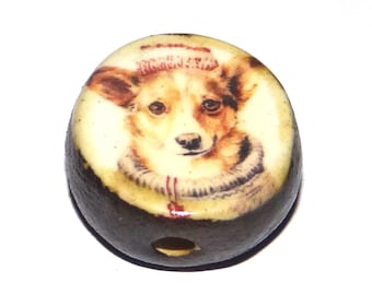 Ceramic Dog Focal Bead Handmade Pottery Beads 17mm PP2-2