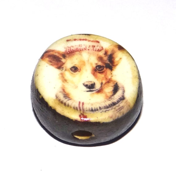 Ceramic Dog Focal Bead Handmade Pottery Beads 20mm PP2-2