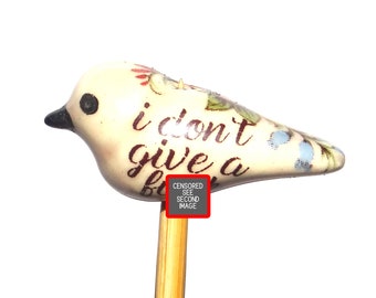 Ceramic Bird Bead Focal Handmade Rustic Floral Quote Word Sculpture Porcelain 30mm