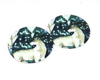 Wolf Earring Charms Handmade Metal Faux Tin 25mm MM8-4