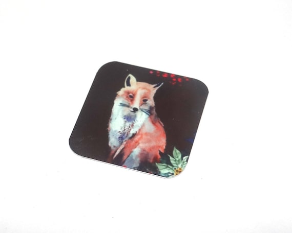 Faux Tin Fox Charm Pendant Handmade Animal Wildlife 25mm 1" Square MSQ4-1