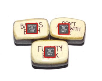 Ceramic Quote Word Bead Set Handmade 18x10mm  PP10-3