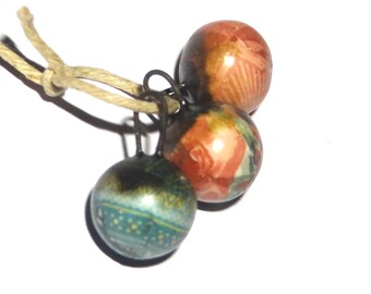 Ceramic Patterned Floral Bead Charms Porcelain Handmade 15mm BB9-2