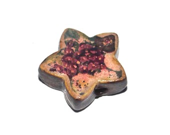 Ceramic Flower Focal Bead Handmade Pottery Beads 18mm PP7-2
