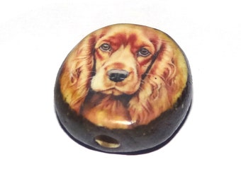 Ceramic Dog Focal Bead Handmade Pottery Beads 17mm PP2-2