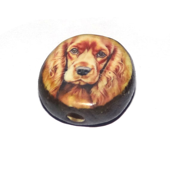 Ceramic Dog Focal Bead Handmade Pottery Beads 20mm PP2-2
