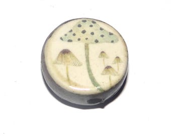 CeramicMushroom Focal Bead Handmade Pottery Beads 16mm PP4-2