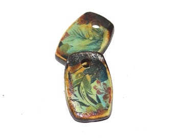 Ceramic Flower Charms Beads Pair Porcelain 18mm CC3-1