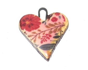 Ceramic Flower Pendant Handmade Focal Porcelain 27mm PP1-3
