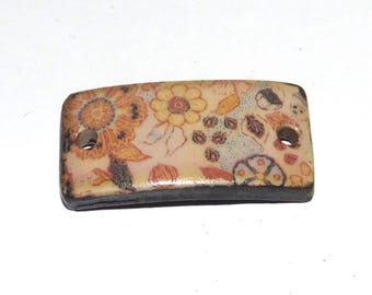 Ceramic Floral Bracelet Bar Cuff Porcelain 30mm CC8-1