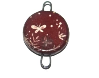 Ceramic Moth Connector Pendant Porcelain Handmade 30mm CC3-1