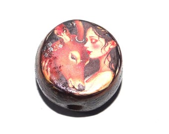 Ceramic Deer Focal Bead Handmade Pottery Beads 17-18mm BB7-1