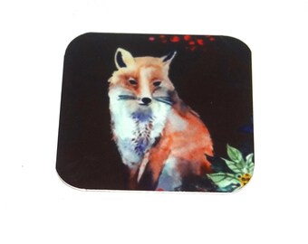 Faux Tin Fox Charm Pendant Handmade 25mm 1" Square MM4-3