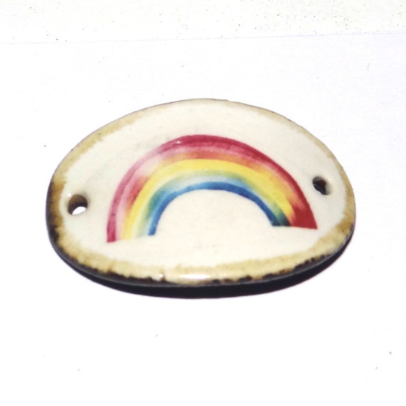 Ceramic Rainbow Bracelet Bar Cuff Porcelain 30mm CC5-3