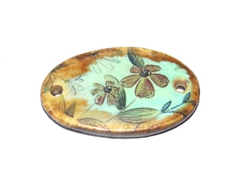 Ceramic Flower Bracelet Bar Cuff Porcelain 31mm CC2-2