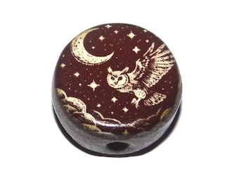 Ceramic Owl Focal Bead Handmade Pottery Beads 17mm PP6-2