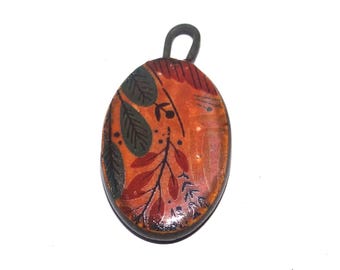Ceramic Floral Pendant Charm Handmade Focal Porcelain 27mm PP9-4